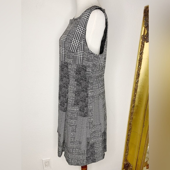 Savoir Flaire Mixed Media Houndstooth Plaid Sleeveless Fit & Flare Dress Size 16 - Picture 4 of 8
